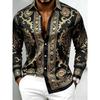 Camicia da uomo con stampa barocca a maniche lunghe con design retrò alla moda 10 colori Top casual da esterno da uomo