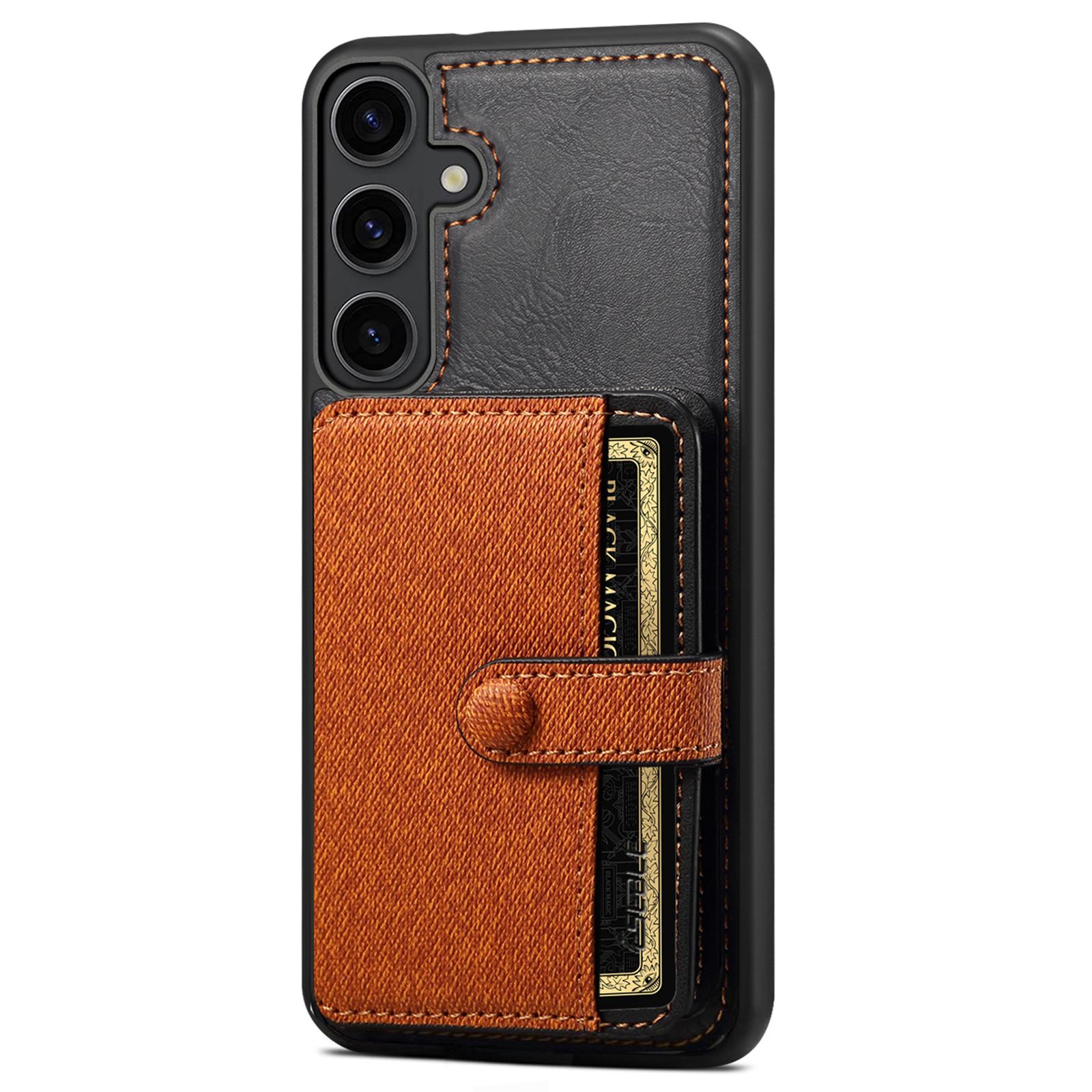 

ESEBLE For Samsung Galaxy S24+ Case Splicing Color PU Leather Back Cover with Card Holder Brown