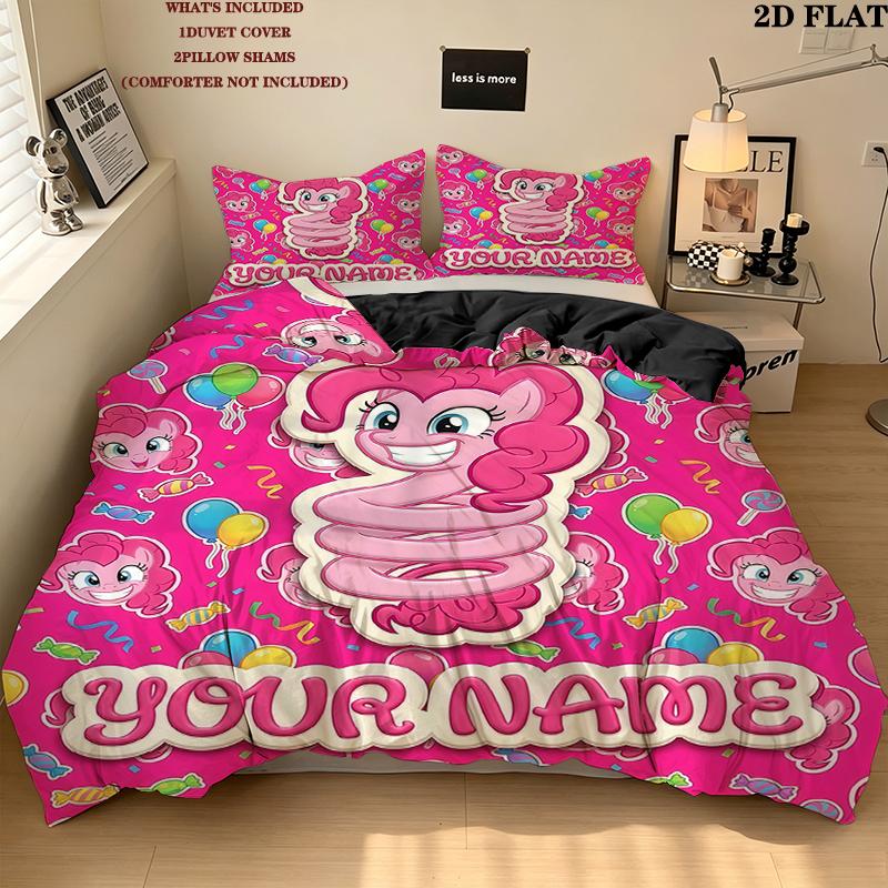 Custom Name,Pinkie Pie Pattern Bedding Home Decoration Birthday Gift ( 1 duvet cover + 2 pillowcase, without core),fan merchandise.
