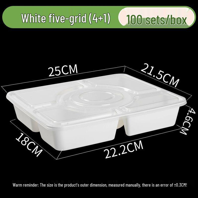 Thickened Disposable Bento Box with Five Compartments