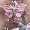 Pearl Butterfly Key Chain Glitter Beads Bag Pendant Beaded Cell Phone Lanyard  Backpack Pendant
