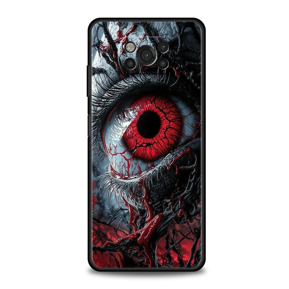 Spooky Scary Red Eye Phone Case Cover for Xiaomi Poco F7 Ultra F6 F5 F4 F3 X6 X5 X4 X3 NFC C51 C55 M4 GT 5G Soft TPU Shell Bags