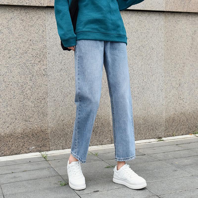 

2025 Loose High-Waisted Straight-Leg Jeans for Women, Korean Style, Slimming, Plus Size, Student BF Style 29