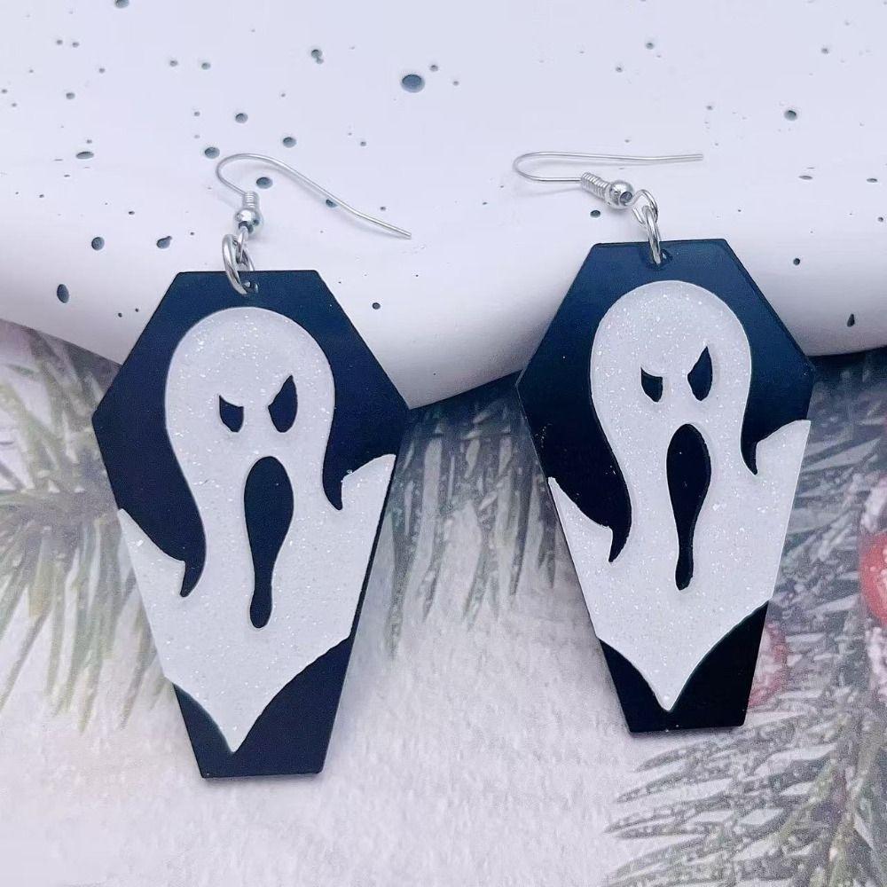 1 Pair Alien Halloween Earrings Acrylic Pumpkin Dangle Earrings Fashion Cute Ghost Ear Studs Party