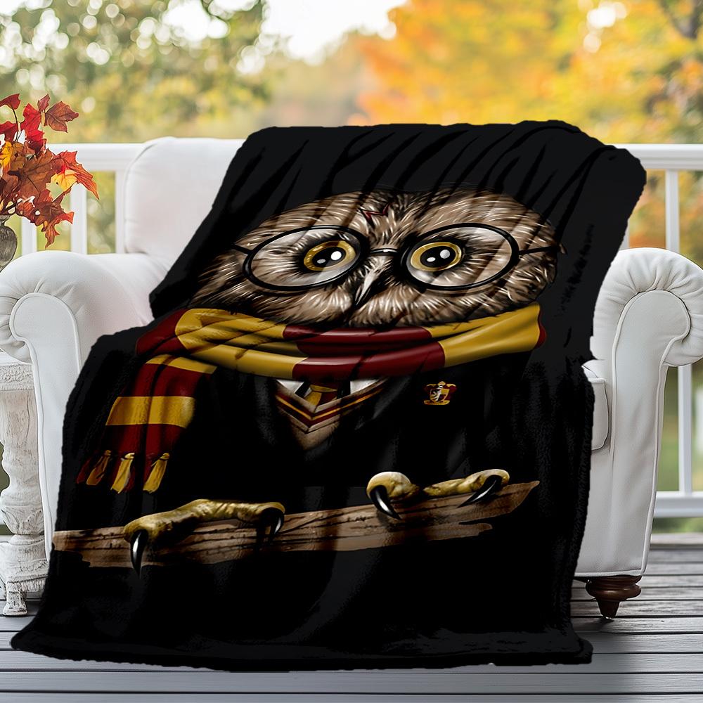 1pc Hogwarts Harry Potter Owl Outdoor Flannel Throw Blanket All Season Soft Warmth,Home Decor 1031174