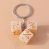 Cuet Resin Geometric Dice Keychain Keyring Pendants for Women Men Car Key Holder Handbag Pendants Charms DIY Jewelry Gifts