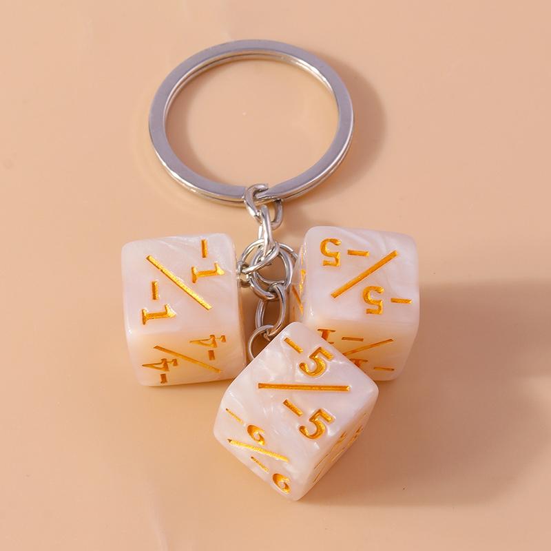 Cuet Resin Geometric Dice Keychain Keyring Pendants for Women Men Car Key Holder Handbag Pendants Charms DIY Jewelry Gifts