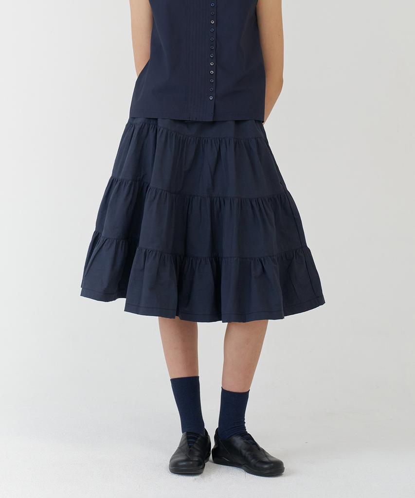 Pesto 3 Shirred Skirt Dark Lake