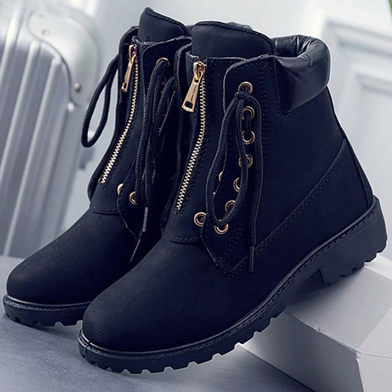 Moda Botas de mujer Zapatos de cuero Botines de trabajo para mujeres Adulto  Cross-tied Botas de seguridad femeninas atadas comprar a buen precio —  entrega gratuita, reseñas reales con fotos — Joom