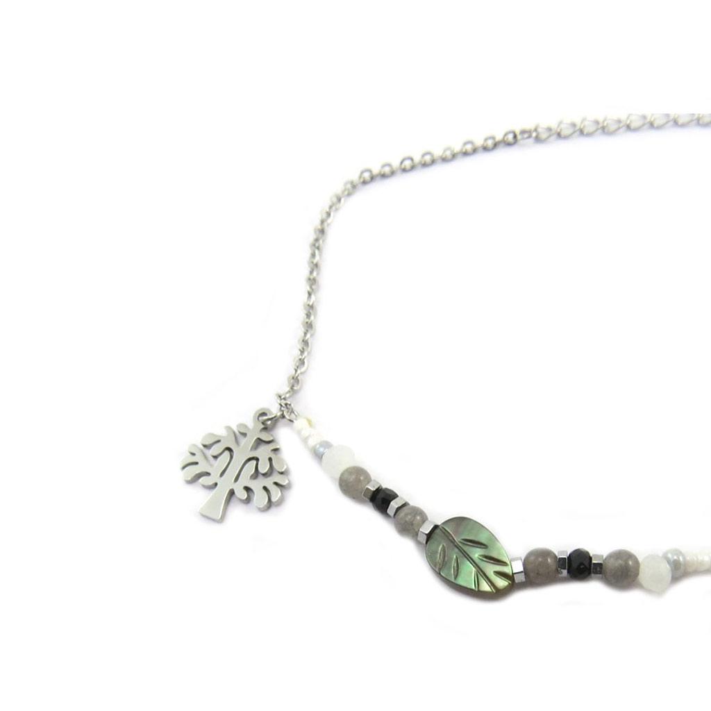 Les Trésors De Lily [P4907] - Bracelet acier 'Arbre de Vie' gris argenté