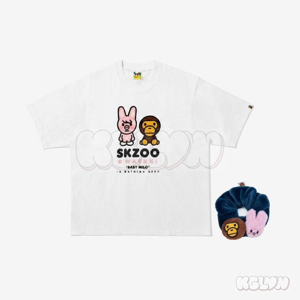 STRAY KIDS BAPE Коллаборация Официальный мерч Выбор Официальные K-POP товары DWAEKKI BABY MILO TEE SCRUNCHIES 7E9255