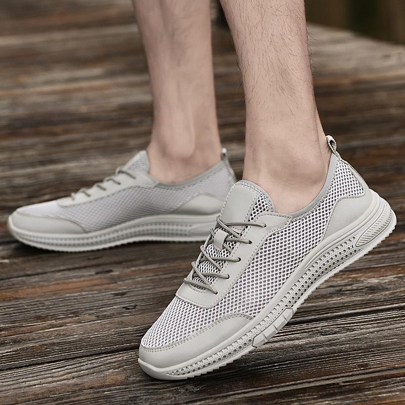 Men's shoes 2025 summer new soft-soled hollow breathable fly-woven mesh shoes men's outdoor sports style casual shoes tide