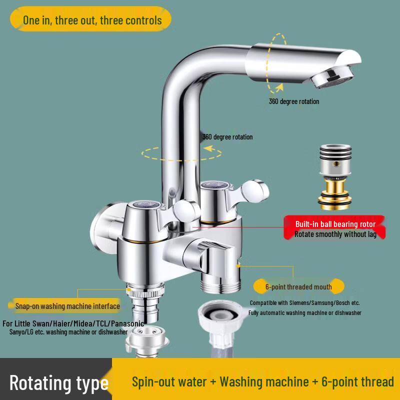 Brass Triple Outlet Faucet for Washing Machine & Mop Sink