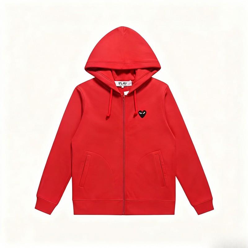 Unisex Hooded Zip-Up Sweatshirt With Heart Embroidery Casual Loose Fit Sportswear