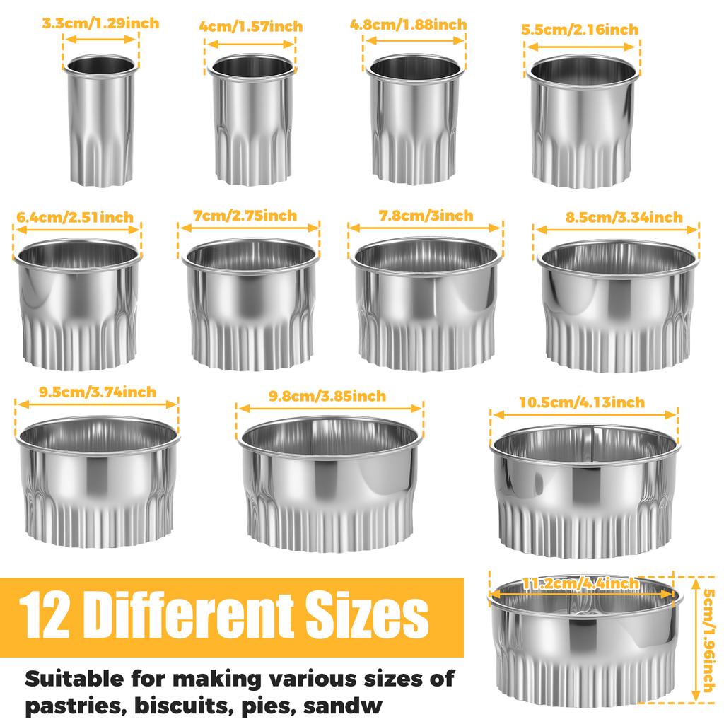 Stainless Steel Round Cookie Cutter 12 Sizes Curved Edge Donut Cutter Ring Mousse Cake Decoration Baking Mold Kitchen Utensils