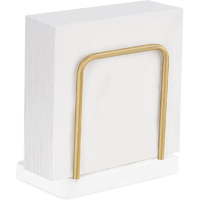 Mkono Napkin Holder for Table Wooden Paper Napkin Dispenser Servilletero for Kitchen Dining Room Cocktail Bar Party Outdoor, Brown