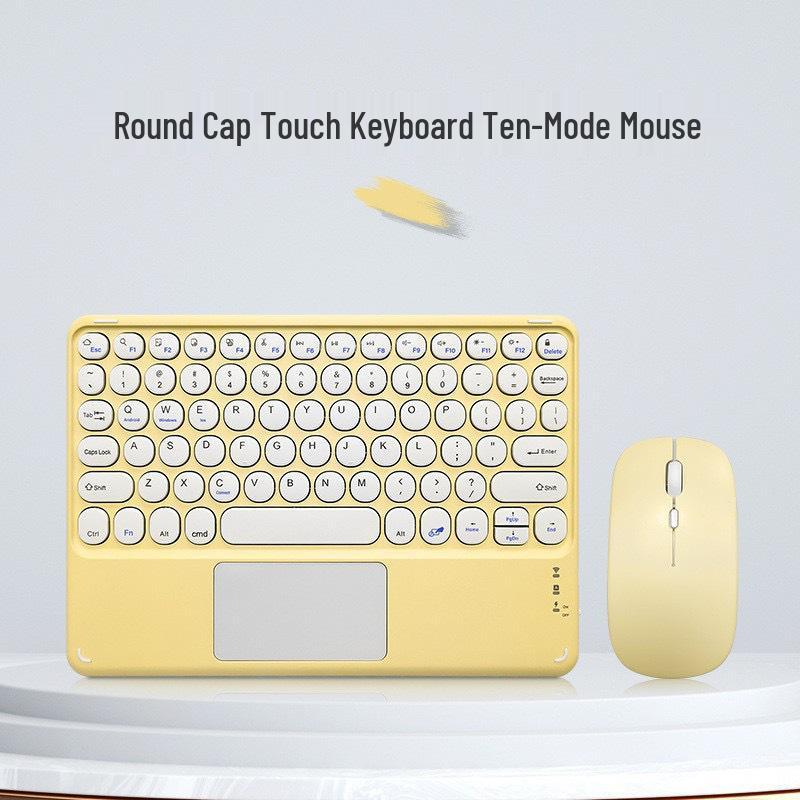 Compatible Bluetooth Keyboard with Magnetic Attachment for iPad, Huawei Phone, and Tablets - Round Key, Touch, and Wireless Charging Features