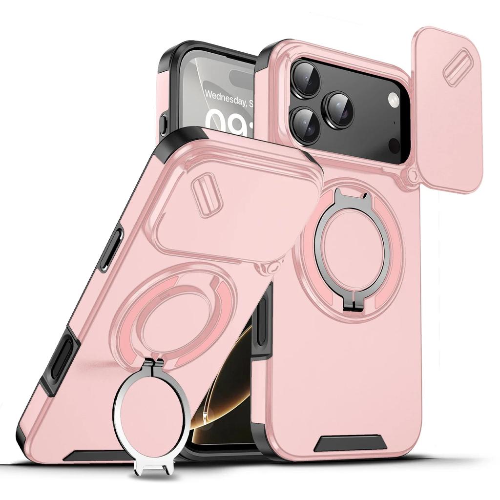 Proteção de Câmera Deslizante para Carregamento Sem Fio Magnético Magsafe Capa Armadura para iPhone 17 Air 16 15 Plus 14 13 12 11 Pro Max Capa