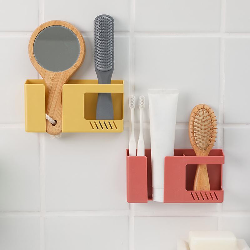 2 In 1 Wall-Mounted Mobile Phone Remote Control Storage Box Multifunctional Punch-Free Storage Rack Wall Debris Storage Holders