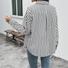 Simple Lapel Women's Autumn New Casual Striped Long-sleeved Shirt Thin Jacket for Women