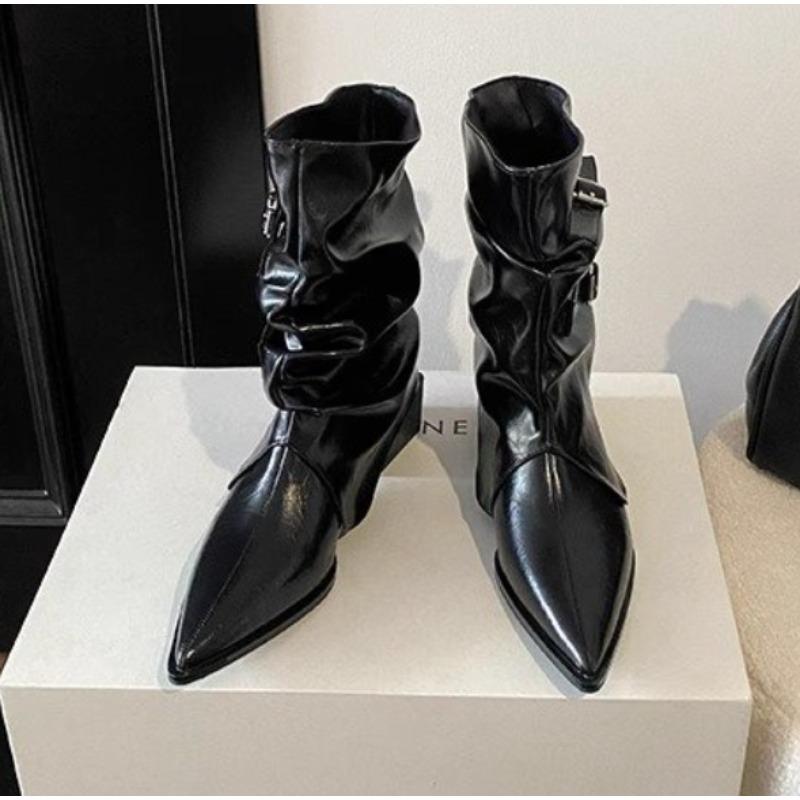 New Retro Style Women Knee High Boots Fashion Belt Buckle Shoes Autumn Winter Wedges Heel Women's Knight Long Boot Zapatos Mujer