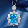 Jewelry Copper Bottom Gold-Plated Simulation Aquamarine Light Luxury Set Pendant 1 Ring 4 * 16 Earrings 12 * 14