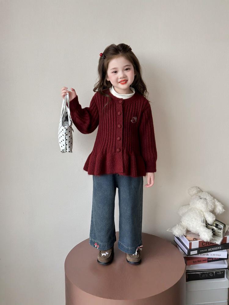 2025 New Korean Style Cartoon Knit Cardigan for Girls - Fashionable Spring & Autumn Outerwear