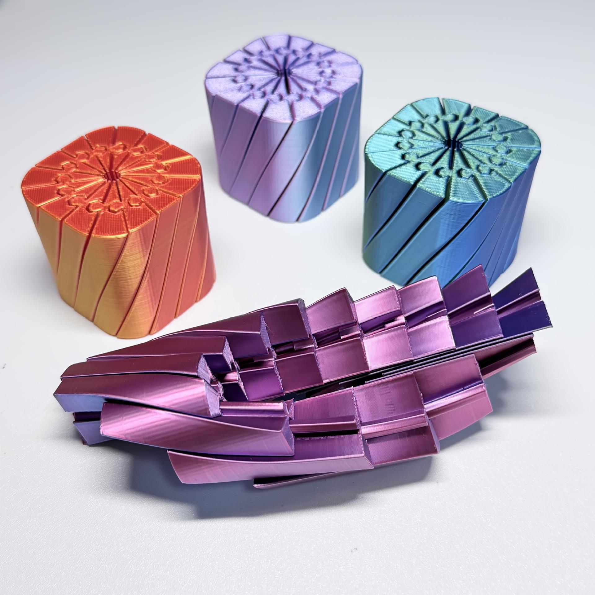 3D Printed Slime Transformable Cube Silk Shimmer Fidget Toy Stress Relief Toy For Office Desk 1piece pack фиолетовый