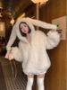 Women's Faux Lamb Wool Fur Coat with Rabbit Ears - Eco-Friendly, Cute, Loose, Thickened, Autumn/Winter 2025 Collection