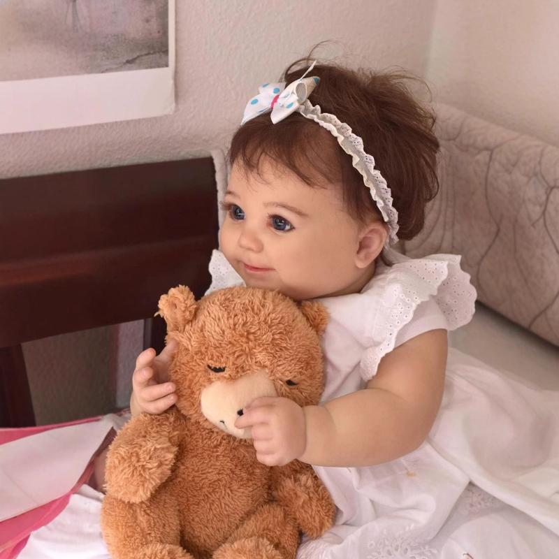 Lovely 60cm Reborn Toddler Doll JUNE Awake Soft Cloth Body Princess Newborn Baby Doll Handmade 3D Painted Skin Realistic Baby Dolls for Kids Play Toys