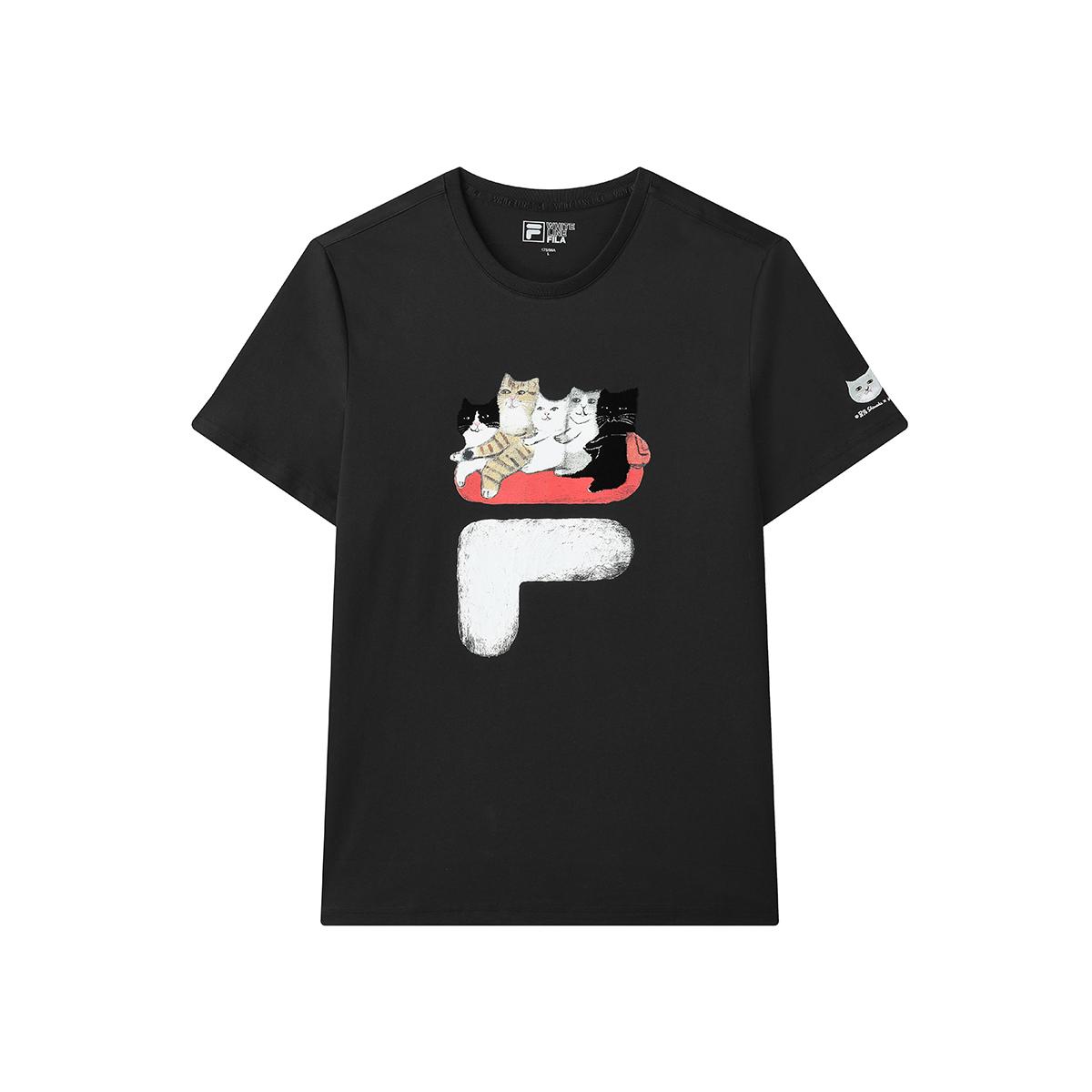 

FILA X Pepe Shimada Collaboration Versatile Fashion Comfortable Skin-Friendly Short Sleeve T-Shirt Men Tops Black F11M123192F-BK L