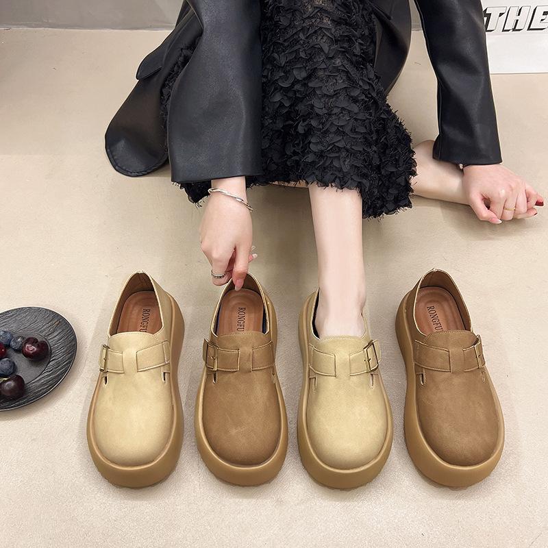 Thick-soled Suede All-inclusive Birkenstocks Women's Spring 2025 New One-pedal Loafers Retro Casual Single Shoes Women