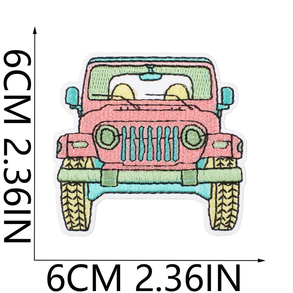 Summer Series Wave Embroidery Cloth Sticker Rainbow Cactus Computer Embroidery Label Cartoon Bus Patch Sticker