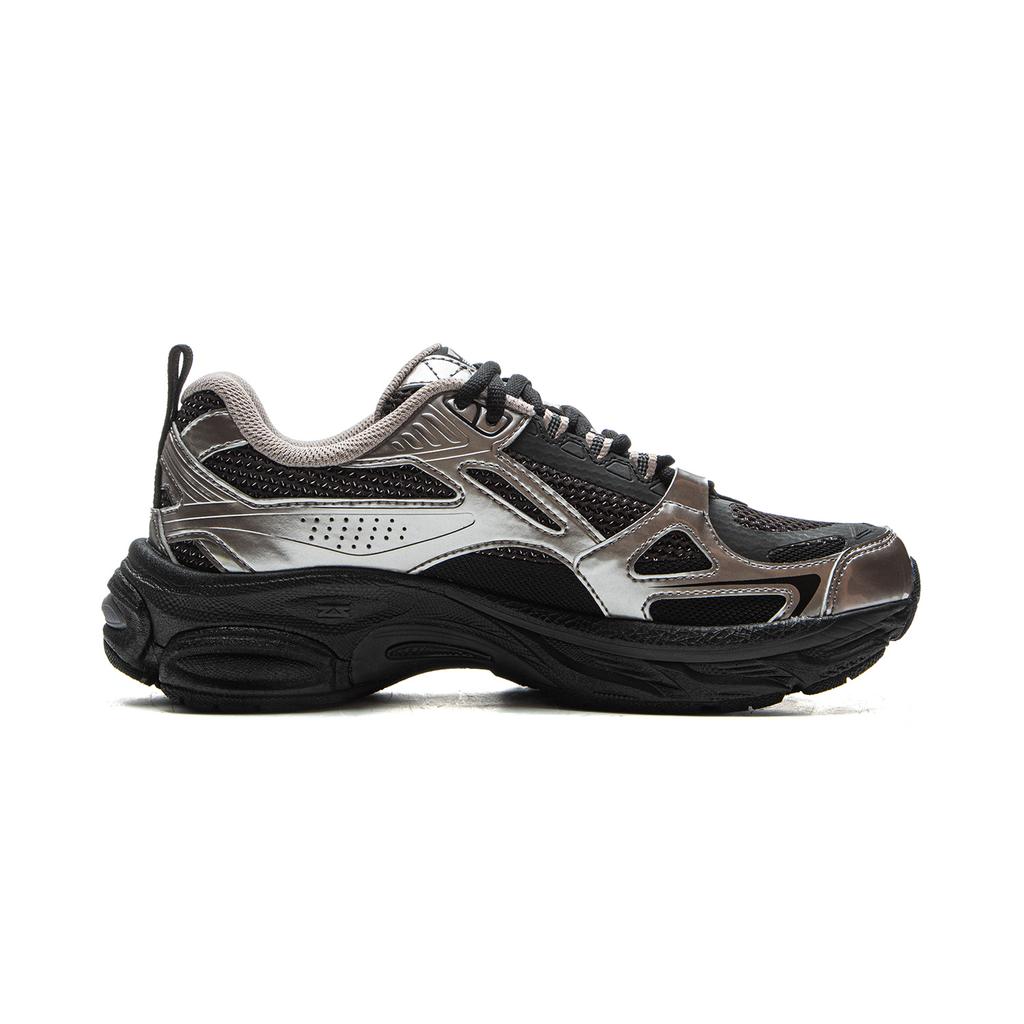Li Ning Boom Support Cushioning Slip Resistant Abrasion Resistant Rebound Low Top Running Shoes Women's Silver Black ARXV006-4