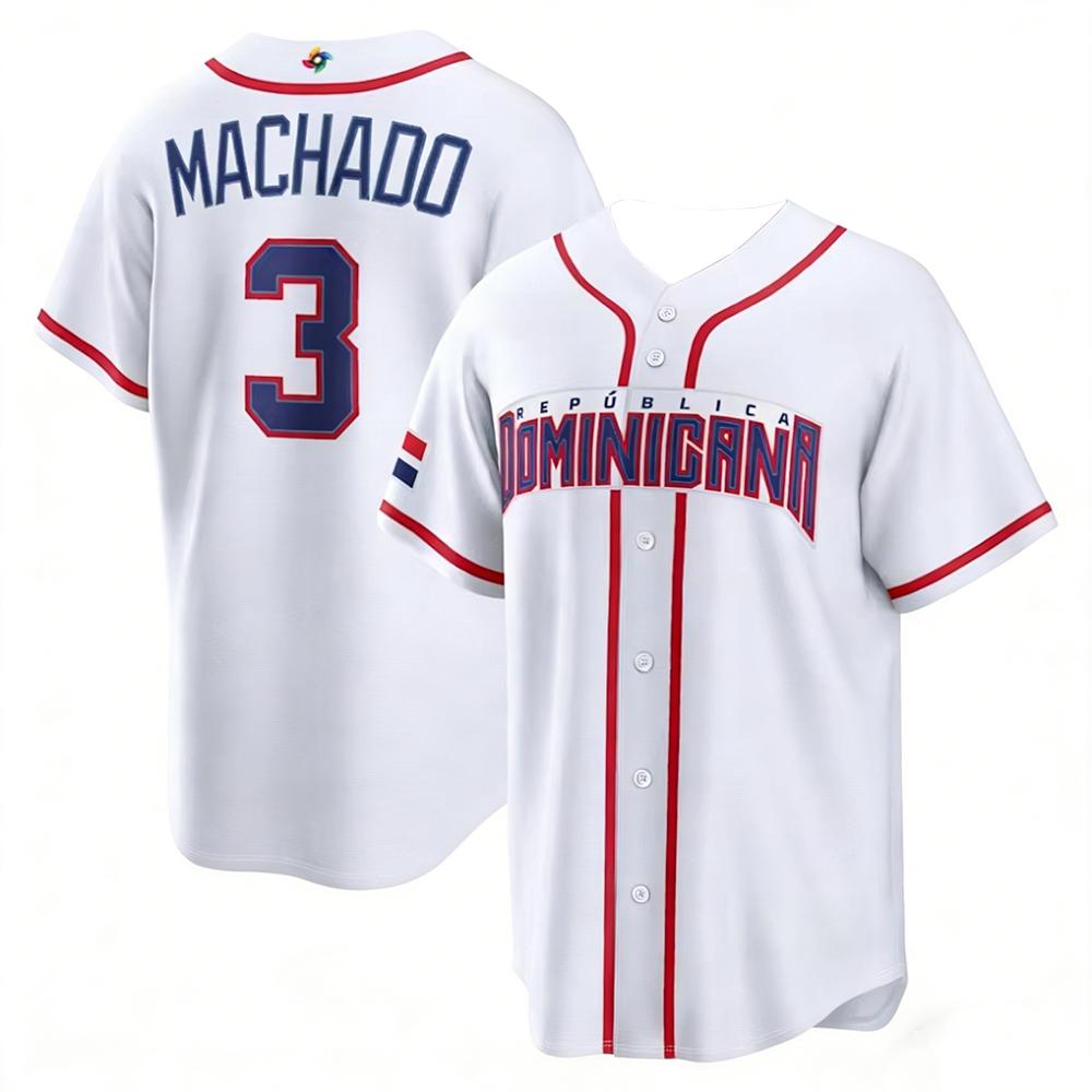 Maglia da Baseball della Nazionale Dominicana Traspirante Asciugatura Rapida Stampa Digitale Trendy Stile Streetwear Maglia Casual per i Tifosi