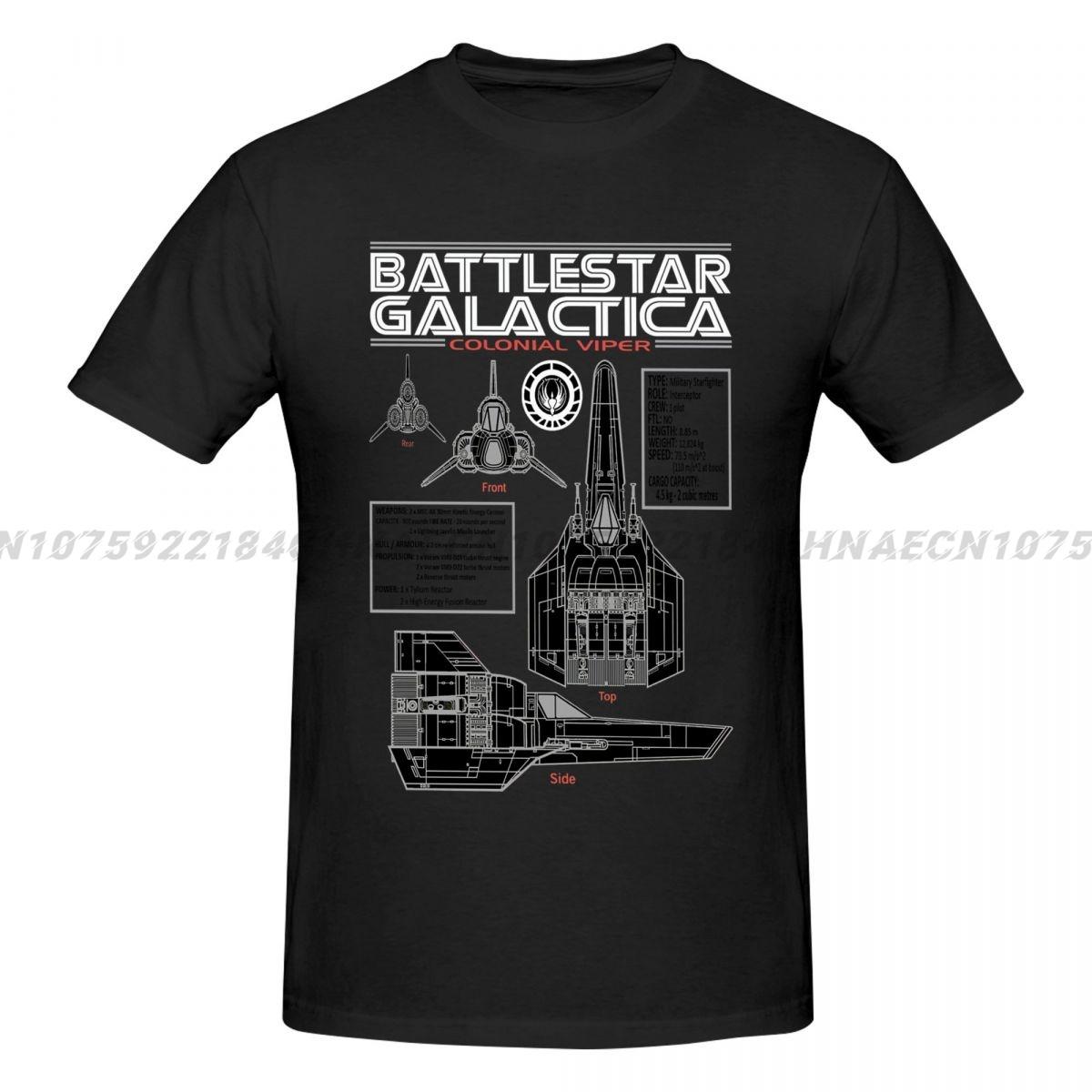 

Летняя мужская повседневная модная футболка Battlestar Galactica Colonial Viper Чертежи Повседневная свободная с круглым вырезом Харадзюку Унисекс Футболка -... S разноцветный