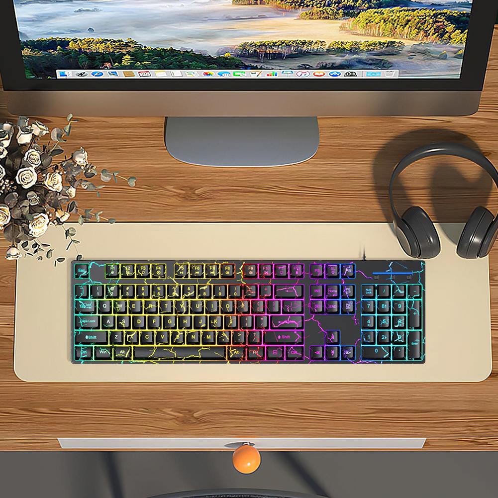 Wired USB Gaming Keyboard and Mouse Light Up Keyboard RGB Backlit Computer Keyboard 1.4M Compact PC Keyboard for Laptop Desktop