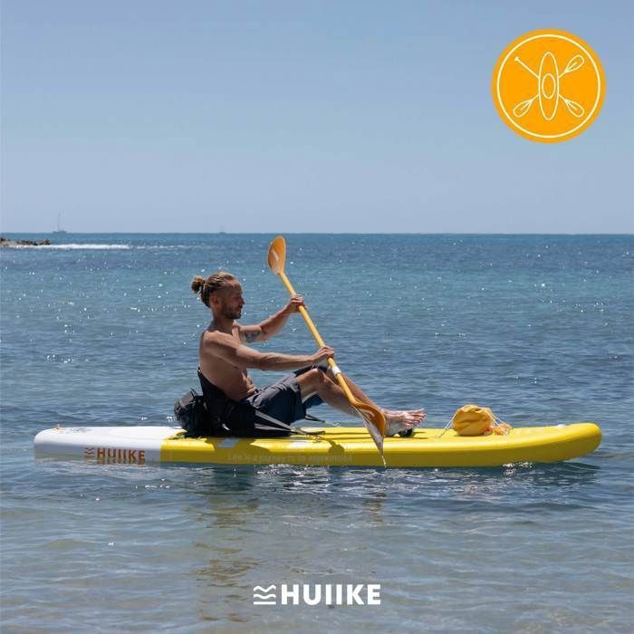 Paddle Gonflable - HUIIKE - Stand Up Paddle - Jaune - 305x84x15 cm - 130 kg max