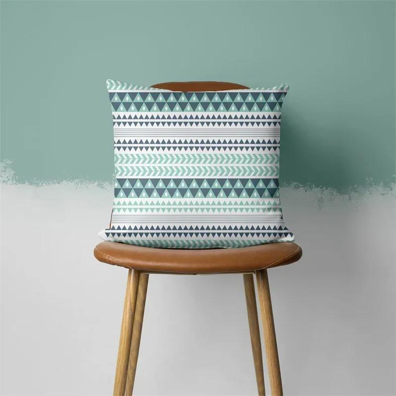 Teal Cushion Cover Leaf Feather Geometric Heart Sofa Pillowcase Bedroom Home Decor Office Decor Accessories 50x50cm45x45