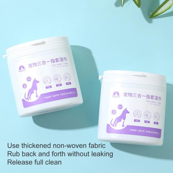 50 Stück/Set Haustierwischtuch Guter Reinigungseffekt Nicht befeuchtet Ultraweich Mundpflege Einweg Haustier Feuchttuch Zahnreinigung Fingerling Produkt für Katze