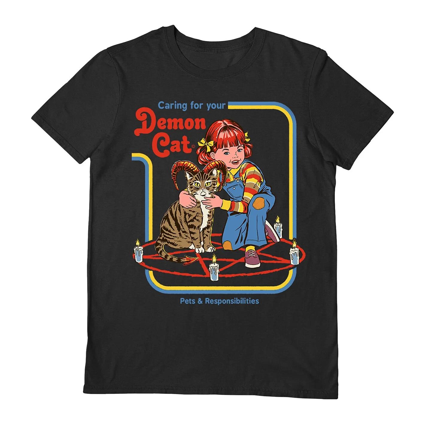 Steven Rhodes T-Shirt - Demon Cat - Official Black Short Sleeve Tee S