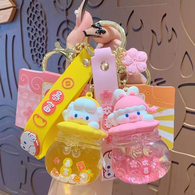 Cartoon Acrylic Rabbit Love Lucky Bag Oil Keychain Women'S Schoolbag Pendant Car Key Chain Gift
