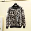 Round Neck Bottoming Simplicity Pullovers Loose Leopard T-Shirts Patchwork Office Lady Fashion Women's Clothing Spring Autumn