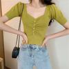 Summer New Model Leaking Clavicle Sexy Low-cut V-neck Cool Silk Inner Layering Base Sweater Top T-shirt for Women