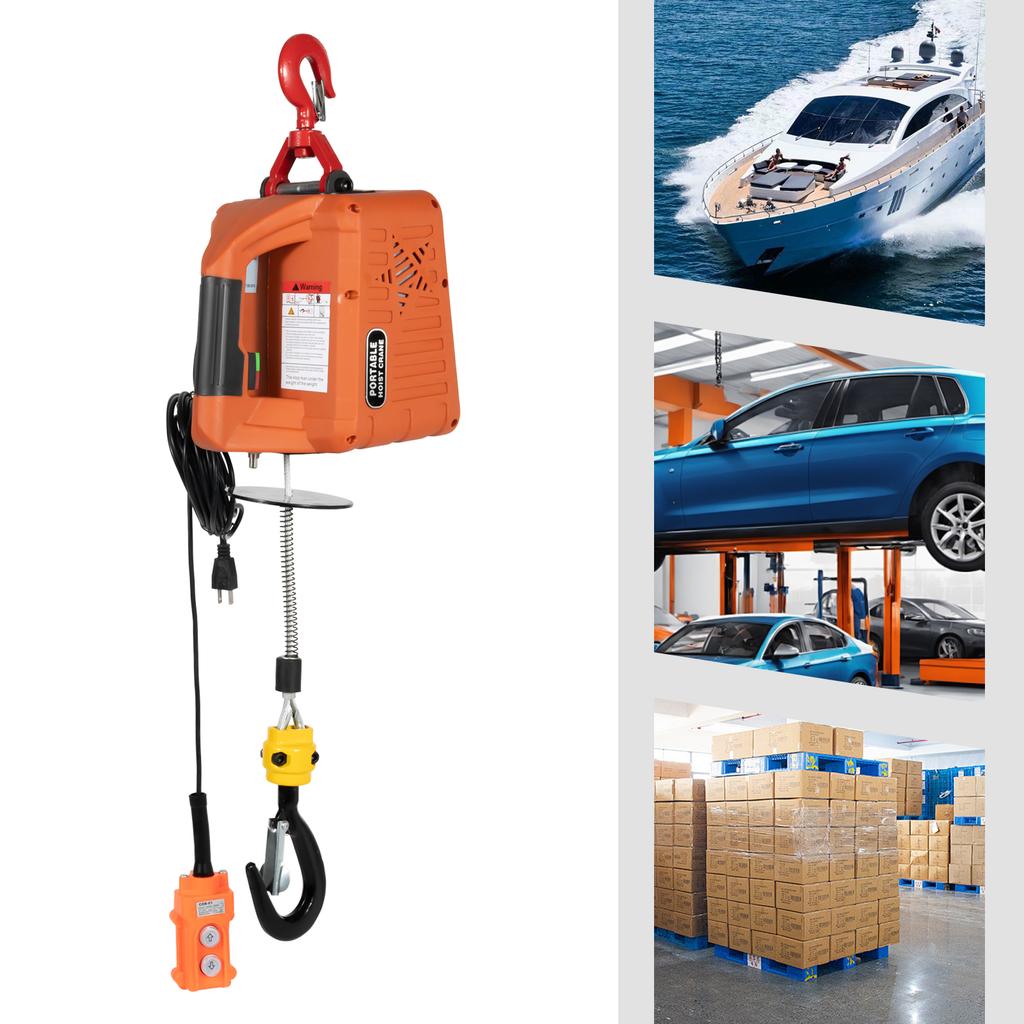 3-in-1 Electric Hoist Winch, 1100 lbs 1500 W 110 V Power Winch Crane, 25 ft Lifting Height, w/Wire and Wireless Remote Control