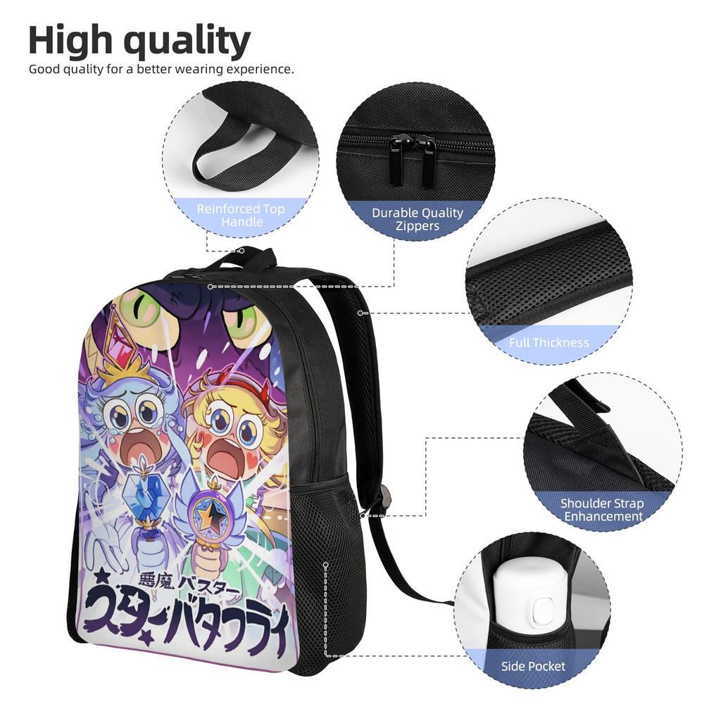 1PC Backpack Star Vs The Forces of Evil Daypack Funny Adventure Time Light for School Large Capacity Rucksack