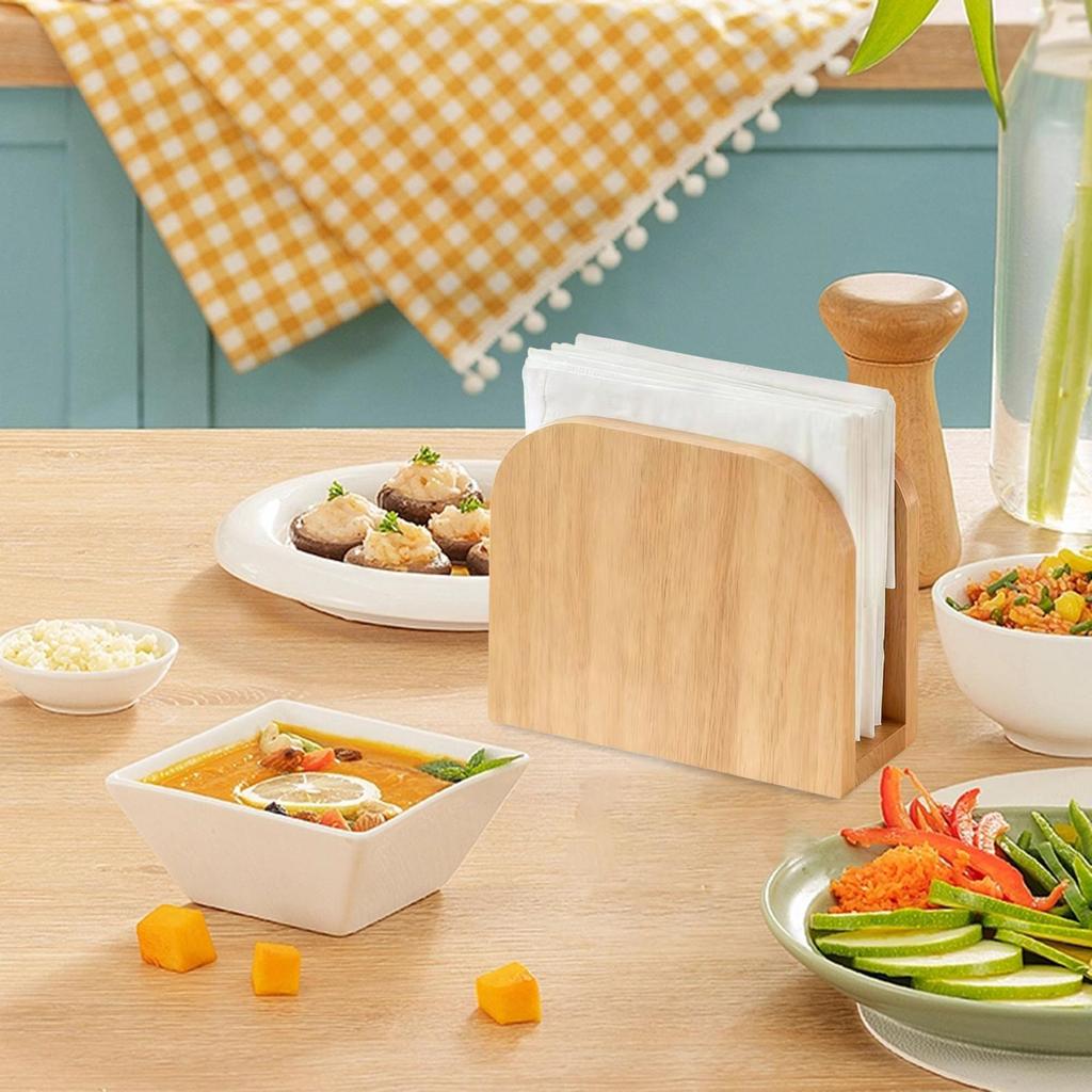 Wooden Freestanding Napkin Holder Rustic Paper Tissue Dispenser for Restaurant Table and Home Décor