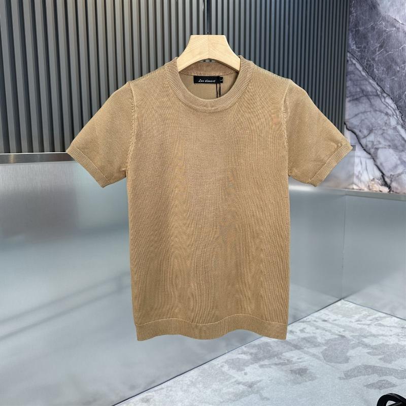Men's Stretch Bottoming Sweater Half-sleeve Trendy Simple Autumn Winter Solid Color Knitted Short-sleeve