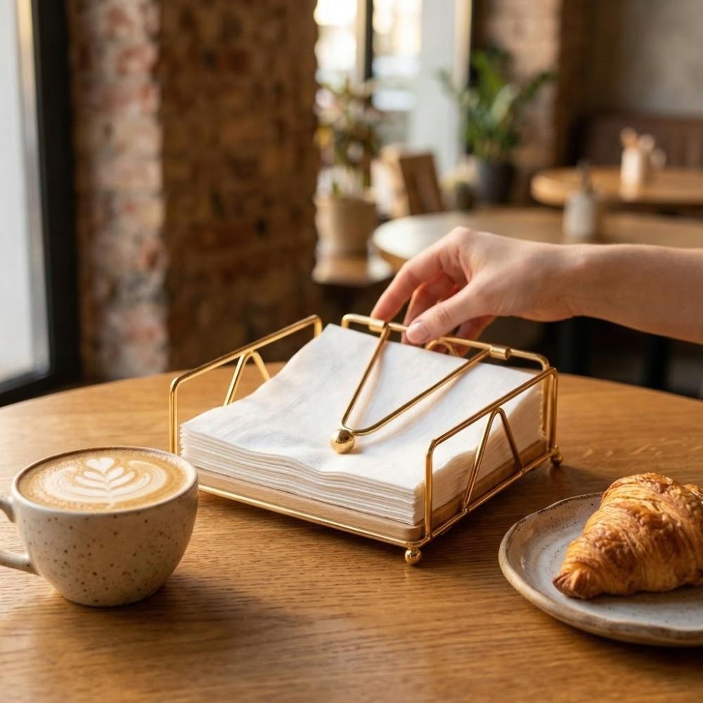 Durable Iron Tissue Box Square Sturdy Napkin Holder Decorative Tabletop Table Storage Table Storage