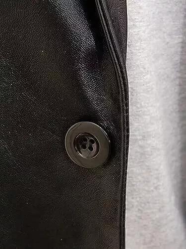 Äkta Herr Lammskinn Läder Formell Business Stilfull Svart Het Handgjord Kavaj